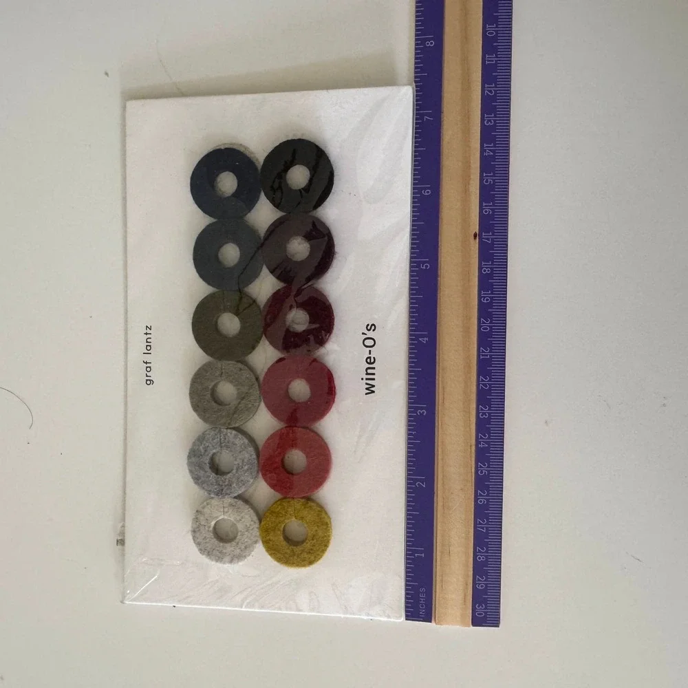 Graf Lantz Wine O's Merino Wool Felt Wine Charms Set of 12 Multicolor USA Made